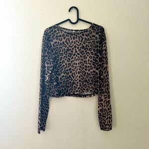 Animal Print long sleeve sheer top
